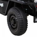 Vojenské auto Retro Kids černý + Naped 4x4 + Dálkové ovládání + 2 zavazadlové regály + Pomalý start + MP3 LED
