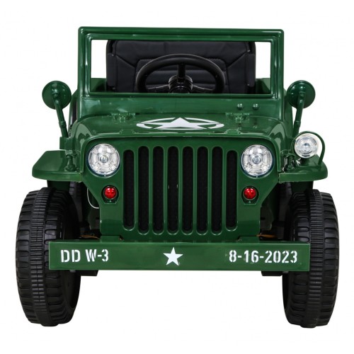 Vojenské auto Retro Děti Zelená 4x4 Drive Remote 2 zavazadlové stojany Pomalý start MP3 LED