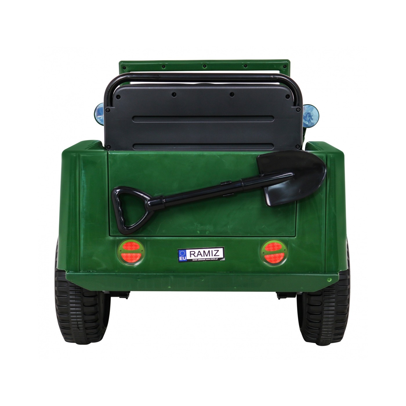 Vojenské auto Retro Děti Zelená 4x4 Drive Remote 2 zavazadlové stojany Pomalý start MP3 LED
