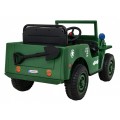 Vojenské auto Retro Děti Zelená 4x4 Drive Remote 2 zavazadlové stojany Pomalý start MP3 LED