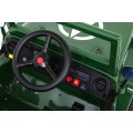 Vojenské auto Retro Děti Zelená 4x4 Drive Remote 2 zavazadlové stojany Pomalý start MP3 LED