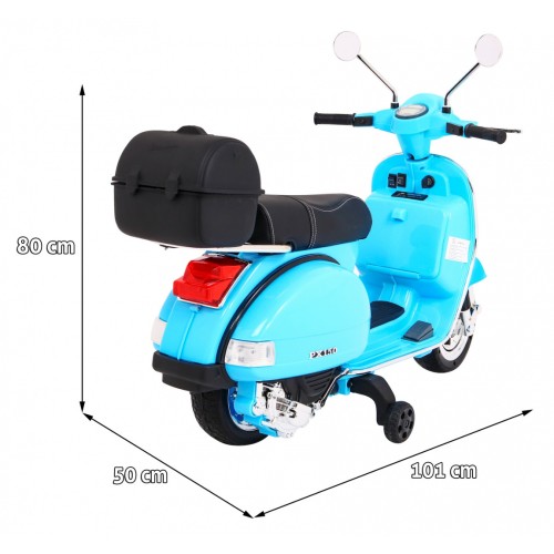 Vespa Kids Elektrická koloběžka Modré pomocné kolíky Audio Eco kůže EVA Pomalý start