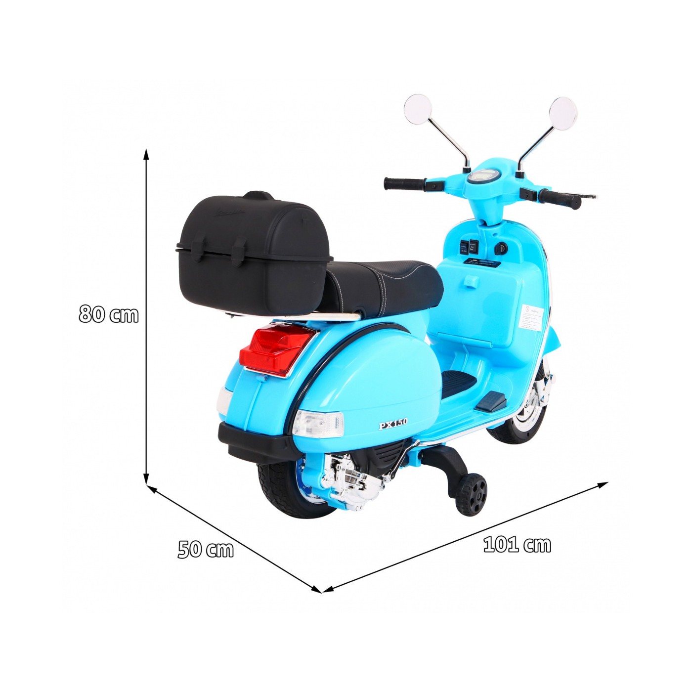 Vespa Kids Elektrická koloběžka Modré pomocné kolíky Audio Eco kůže EVA Pomalý start