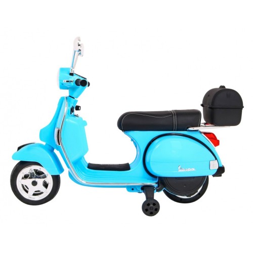 Vespa Kids Elektrická koloběžka Modré pomocné kolíky Audio Eco kůže EVA Pomalý start