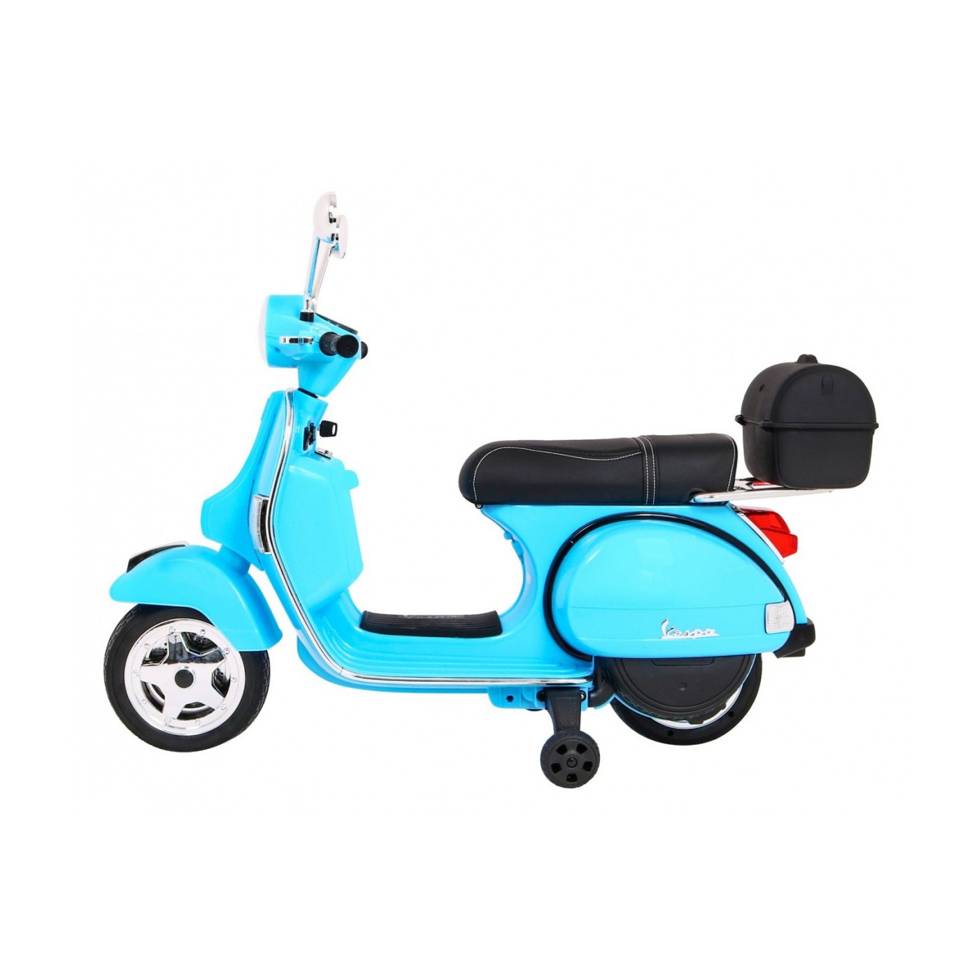 Vespa Kids Elektrická koloběžka Modré pomocné kolíky Audio Eco kůže EVA Pomalý start