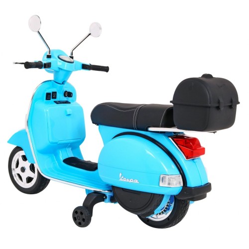 Vespa Kids Elektrická koloběžka Modré pomocné kolíky Audio Eco kůže EVA Pomalý start