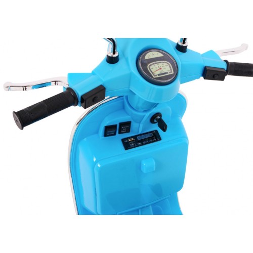 Vespa Kids Elektrická koloběžka Modré pomocné kolíky Audio Eco kůže EVA Pomalý start