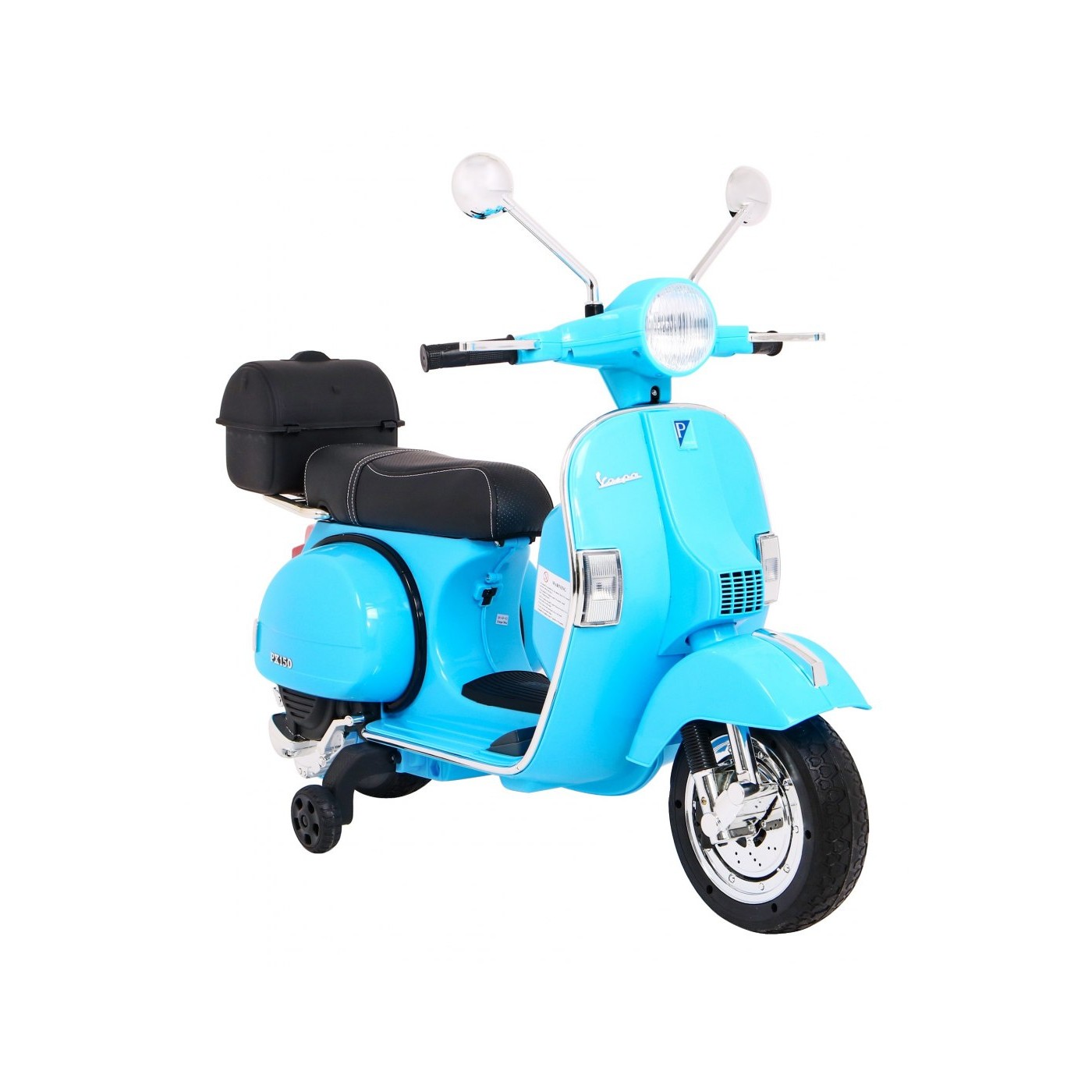 Vespa Kids Elektrická koloběžka Modré pomocné kolíky Audio Eco kůže EVA Pomalý start