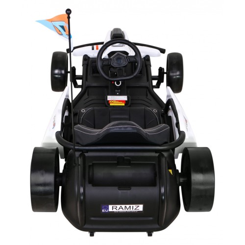 Speed 7 Drift King dětská baterie motokára bílá + funkce driftování + sportovní sedadlo + 2 rychlosti + EVA
