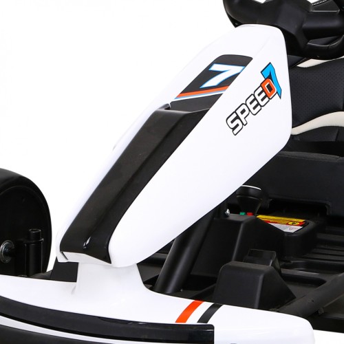 Speed 7 Drift King dětská baterie motokára bílá + funkce driftování + sportovní sedadlo + 2 rychlosti + EVA