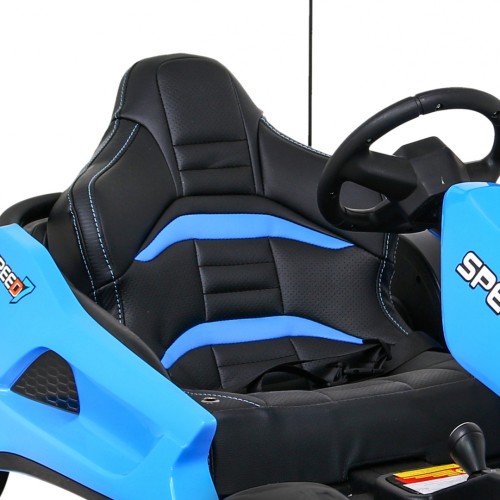 Speed 7 Drift King dětská baterie motokára modrá + funkce driftování + sportovní sedadlo + 2 rychlosti + EVA