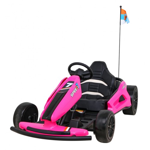 Dětská baterie Speed 7 Drift King Go-Kart růžová + funkce driftování + sportovní sedadlo + 2 rychlosti + EVA