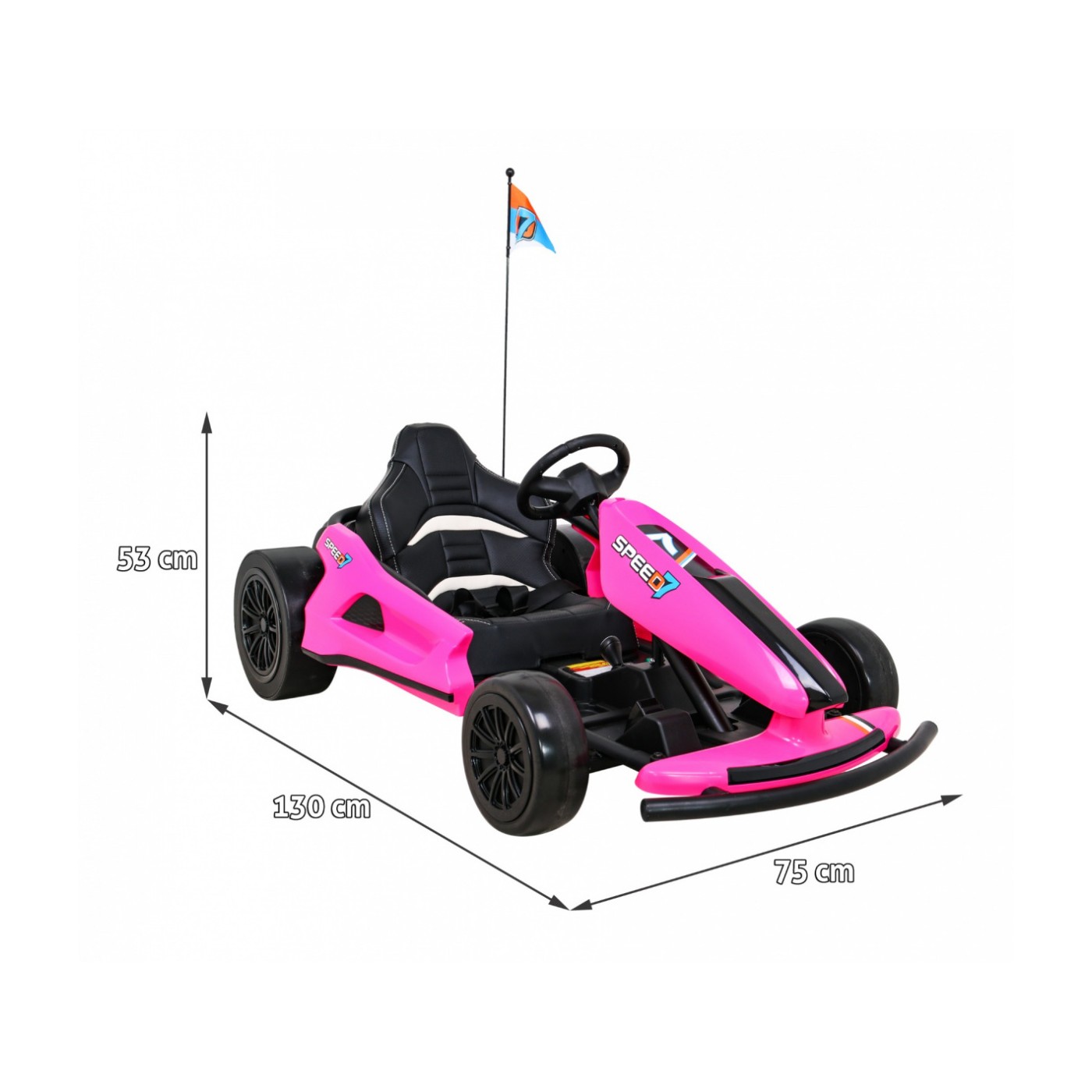 Dětská baterie Speed 7 Drift King Go-Kart růžová + funkce driftování + sportovní sedadlo + 2 rychlosti + EVA