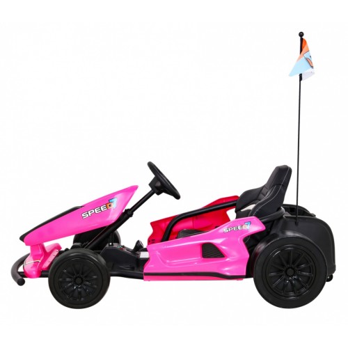 Dětská baterie Speed 7 Drift King Go-Kart růžová + funkce driftování + sportovní sedadlo + 2 rychlosti + EVA