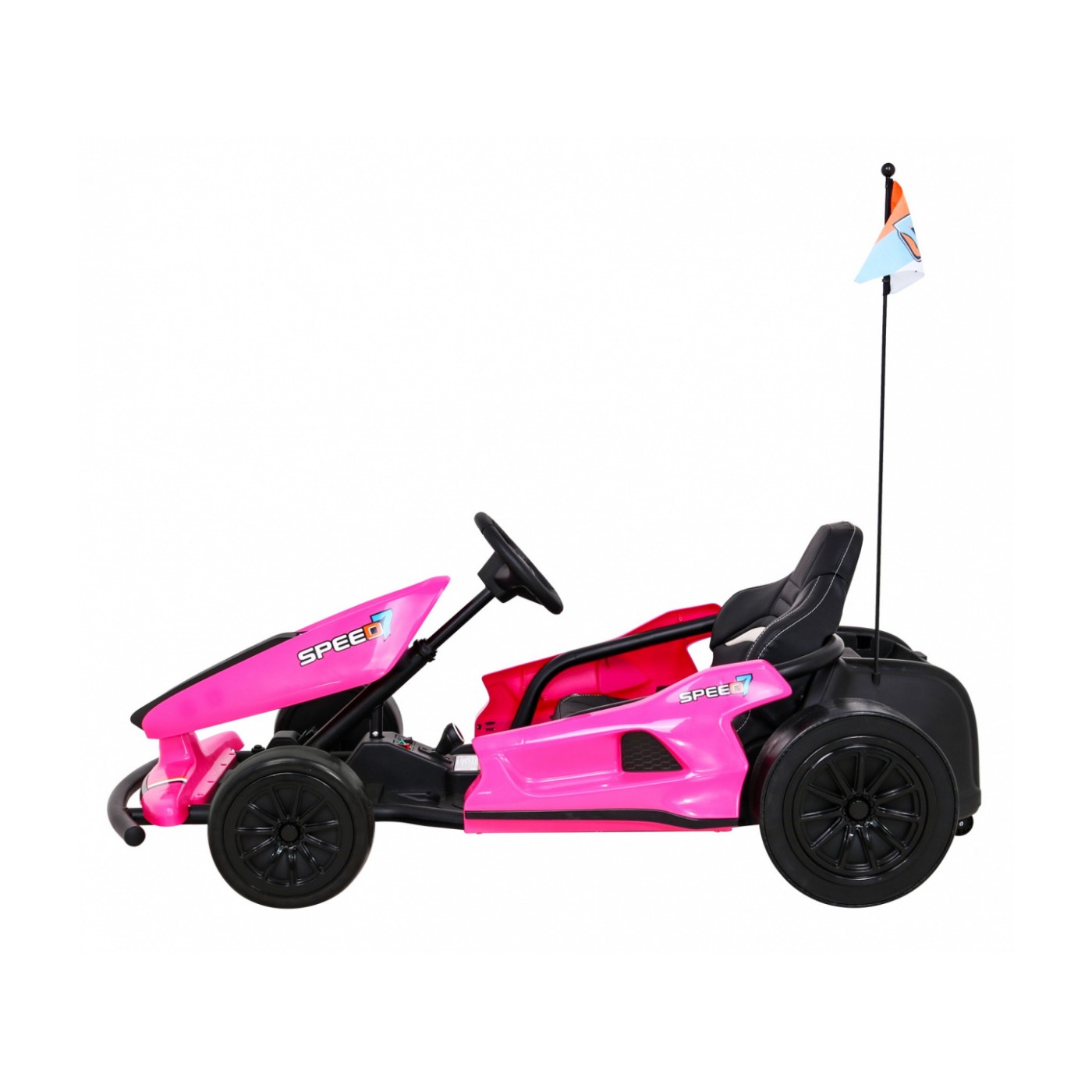 Dětská baterie Speed 7 Drift King Go-Kart růžová + funkce driftování + sportovní sedadlo + 2 rychlosti + EVA