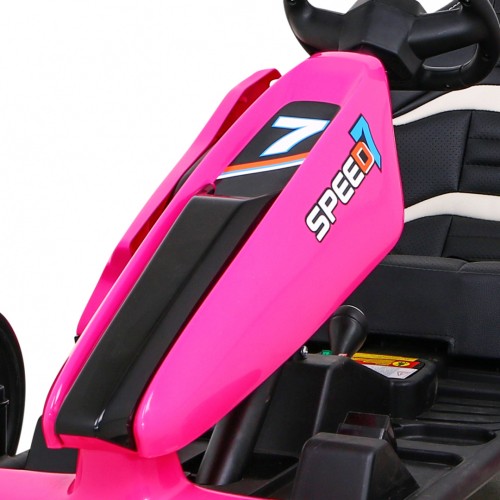 Dětská baterie Speed 7 Drift King Go-Kart růžová + funkce driftování + sportovní sedadlo + 2 rychlosti + EVA