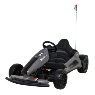 Dětská baterie Speed 7 Drift King Go-Kart Grey + funkce Drift + sportovní sedadlo + 2 rychlosti + EVA