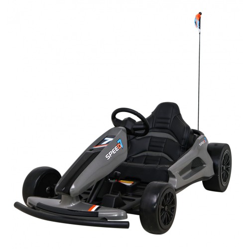 Dětská baterie Speed 7 Drift King Go-Kart Grey + funkce Drift + sportovní sedadlo + 2 rychlosti + EVA