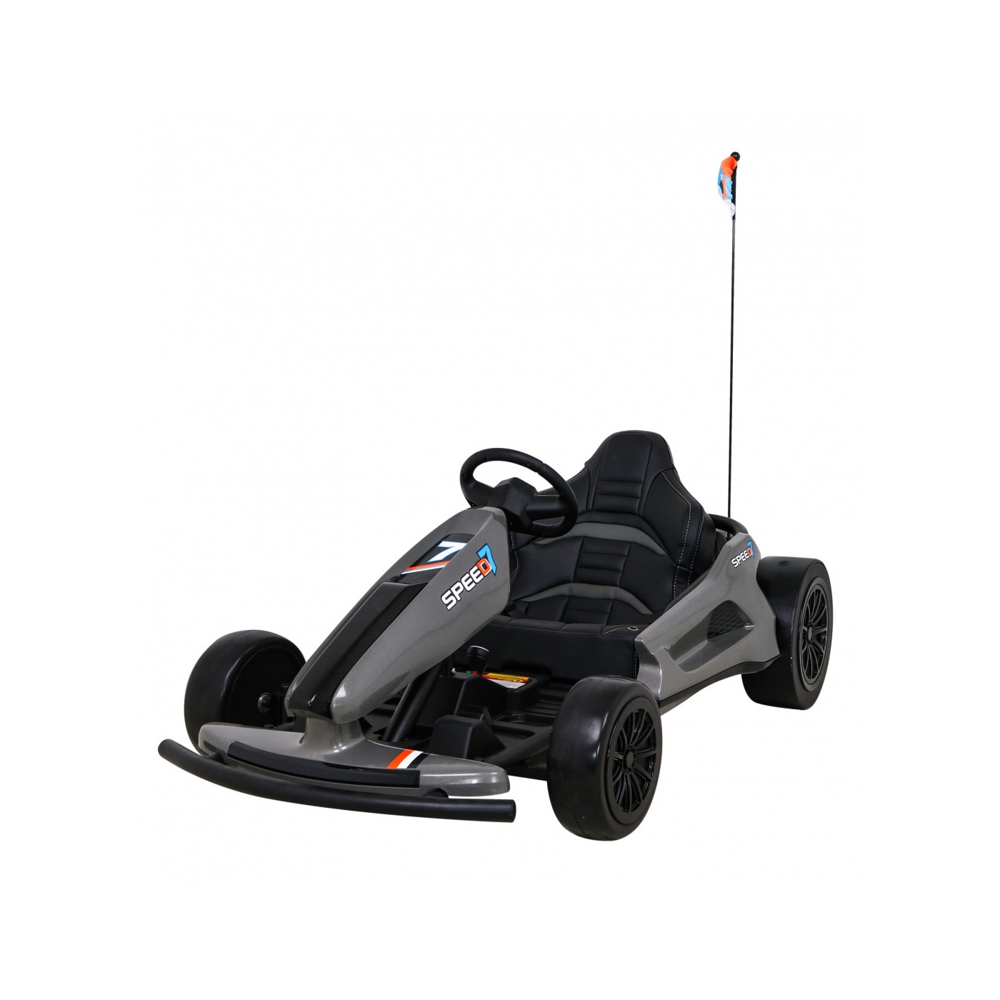 Dětská baterie Speed 7 Drift King Go-Kart Grey + funkce Drift + sportovní sedadlo + 2 rychlosti + EVA