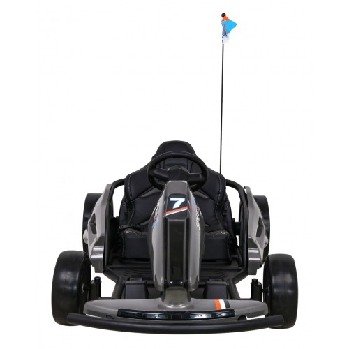 Dětská baterie Speed 7 Drift King Go-Kart Grey + funkce Drift + sportovní sedadlo + 2 rychlosti + EVA