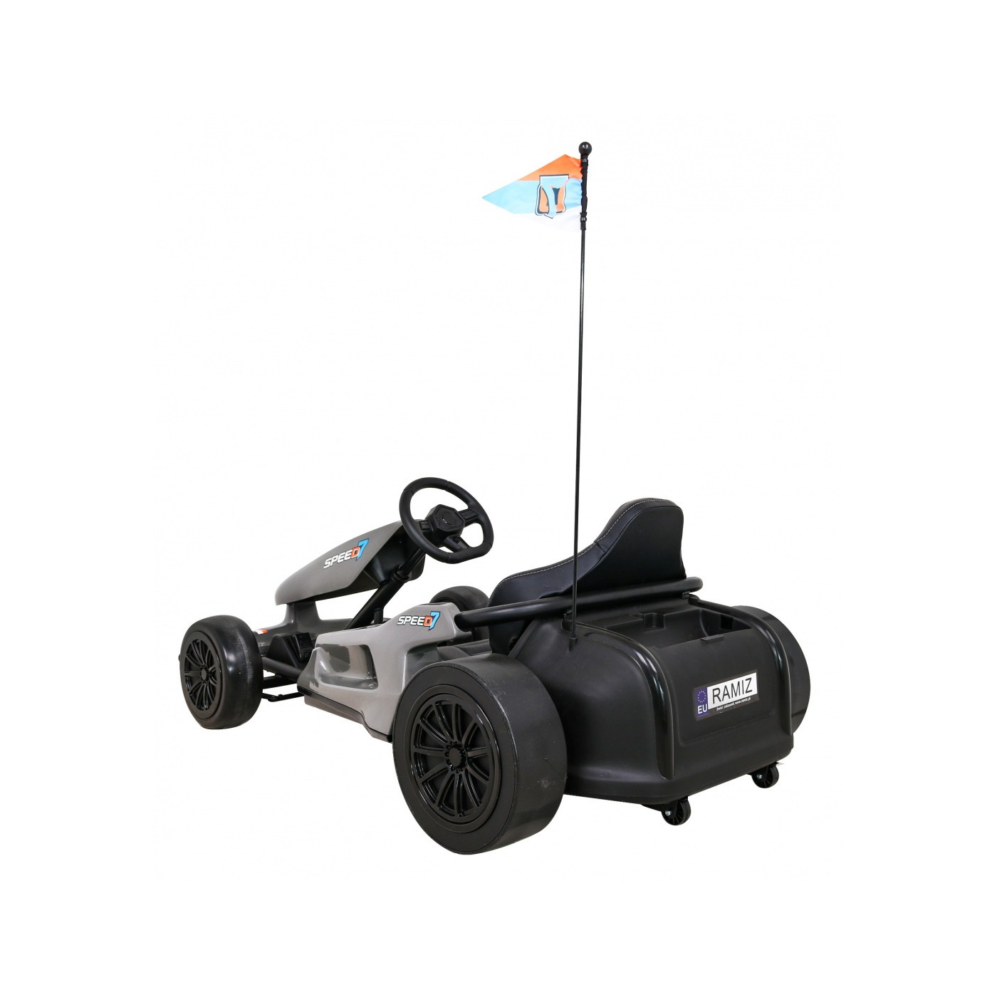 Dětská baterie Speed 7 Drift King Go-Kart Grey + funkce Drift + sportovní sedadlo + 2 rychlosti + EVA