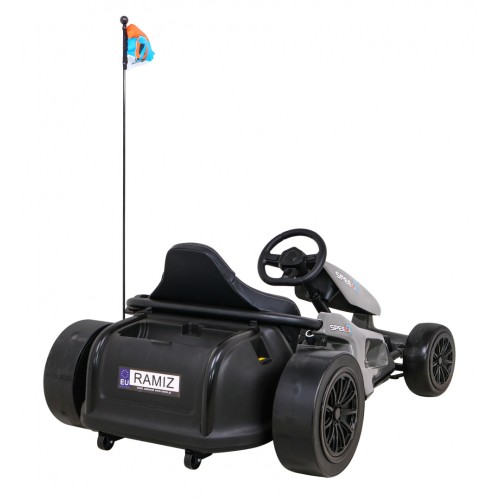 Dětská baterie Speed 7 Drift King Go-Kart Grey + funkce Drift + sportovní sedadlo + 2 rychlosti + EVA
