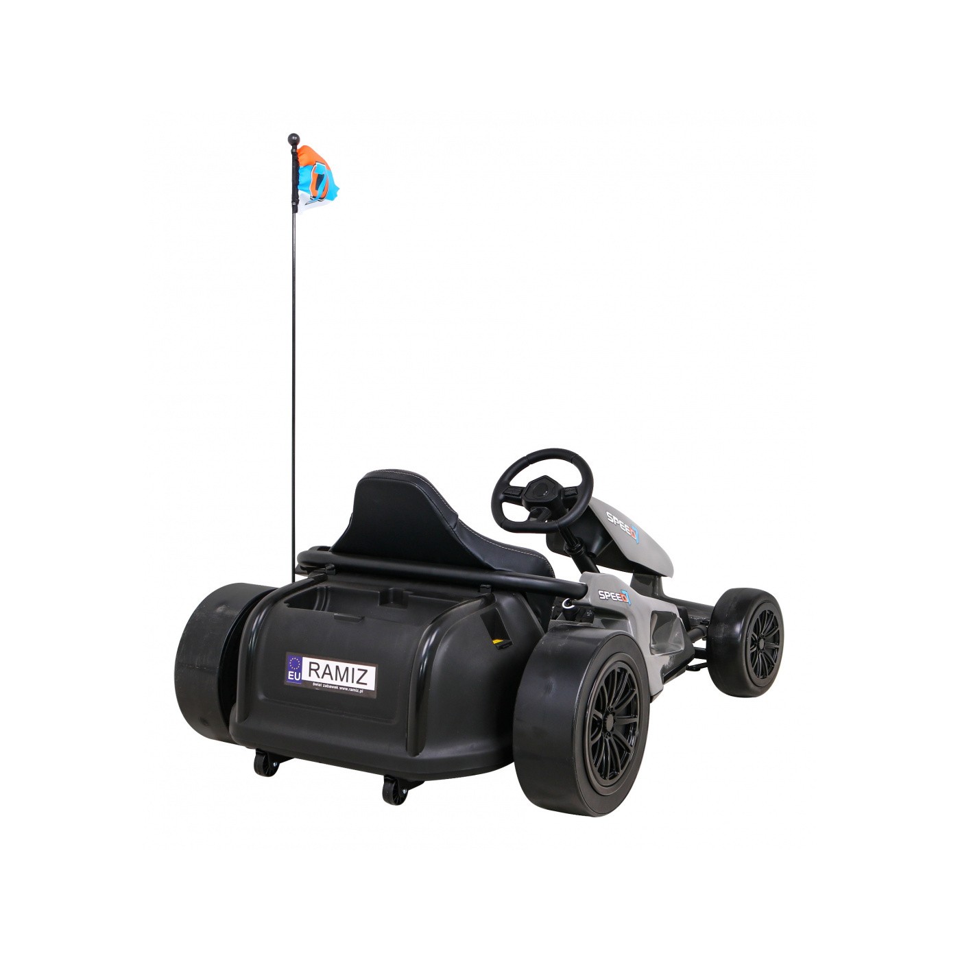 Dětská baterie Speed 7 Drift King Go-Kart Grey + funkce Drift + sportovní sedadlo + 2 rychlosti + EVA