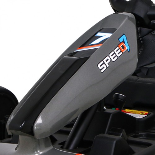 Dětská baterie Speed 7 Drift King Go-Kart Grey + funkce Drift + sportovní sedadlo + 2 rychlosti + EVA