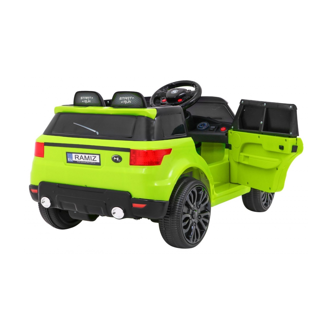 Autko Start Run na baterii Zelená + Dálkové ovládání + Bezpečnostní funkce + MP3 LED