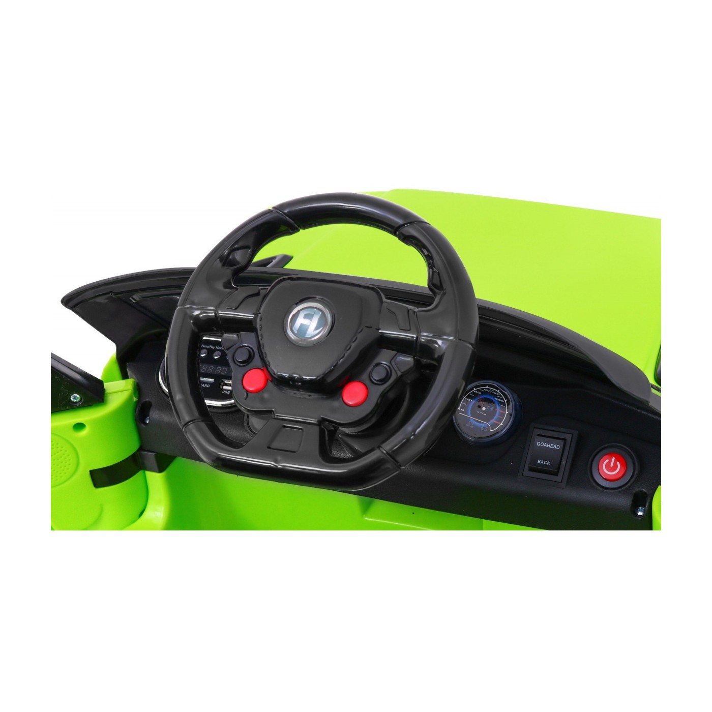Autko Start Run na baterii Zelená + Dálkové ovládání + Bezpečnostní funkce + MP3 LED