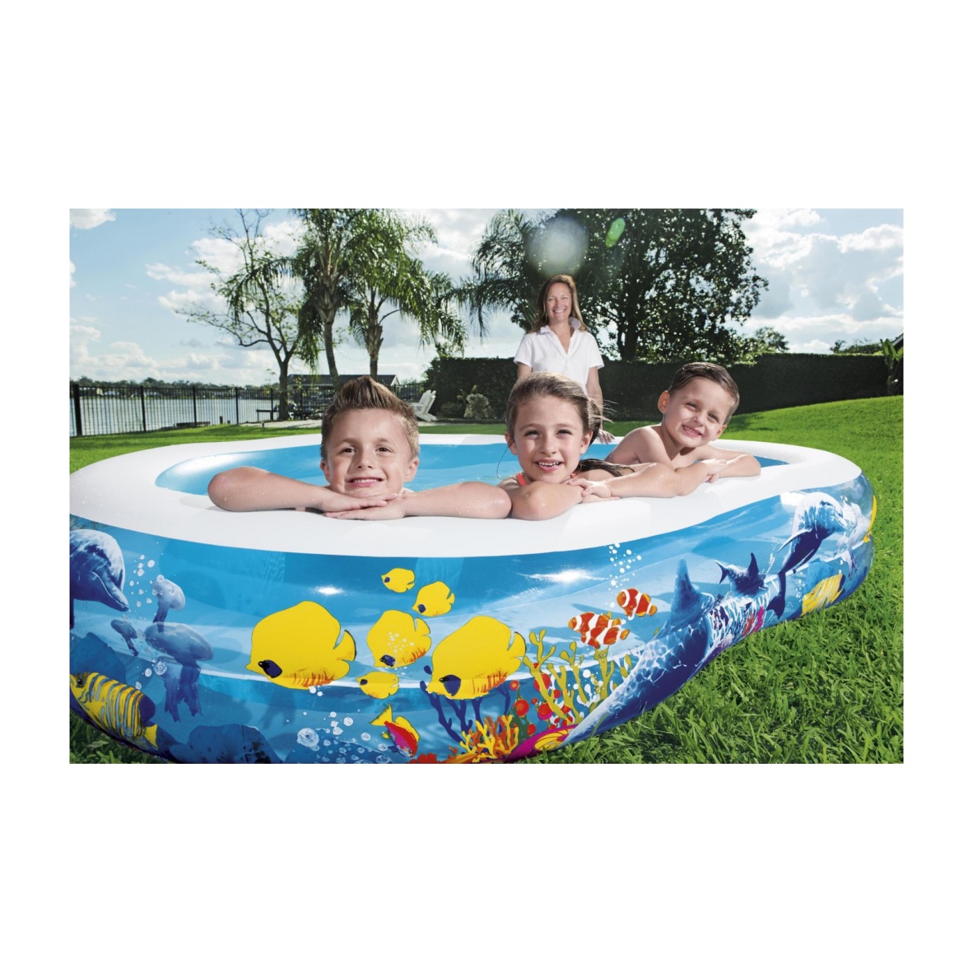 Nafukovací bazén Mořská půda 262x157x46cm pro děti 3+ BESTWAY + opravná lišta