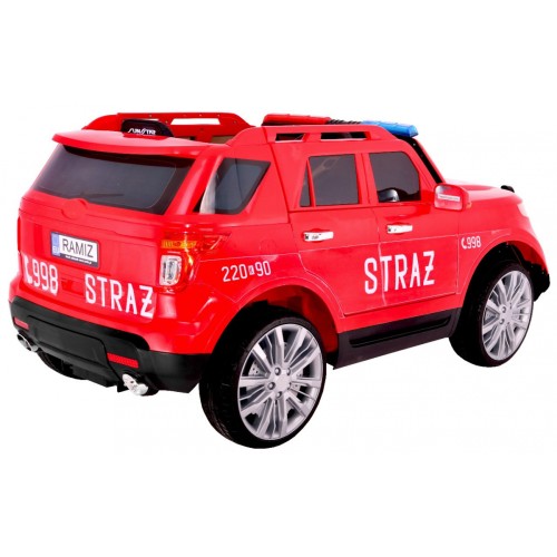 Auto SUV Požár na baterii pro děti Mořské panny Světla Megafon Dálkové ovládání Pomalý start Samolepky