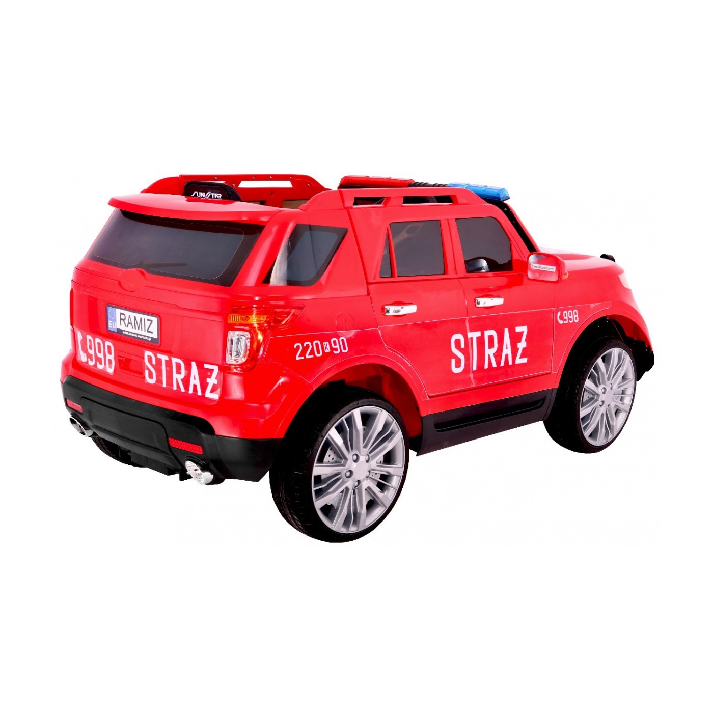 Auto SUV Požár na baterii pro děti Mořské panny Světla Megafon Dálkové ovládání Pomalý start Samolepky