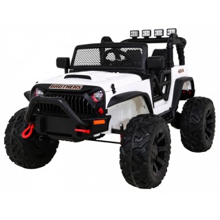 Brothers terénní auto na baterii Bílá + Dálkový + Pomalý Start + EVA + LED MP3