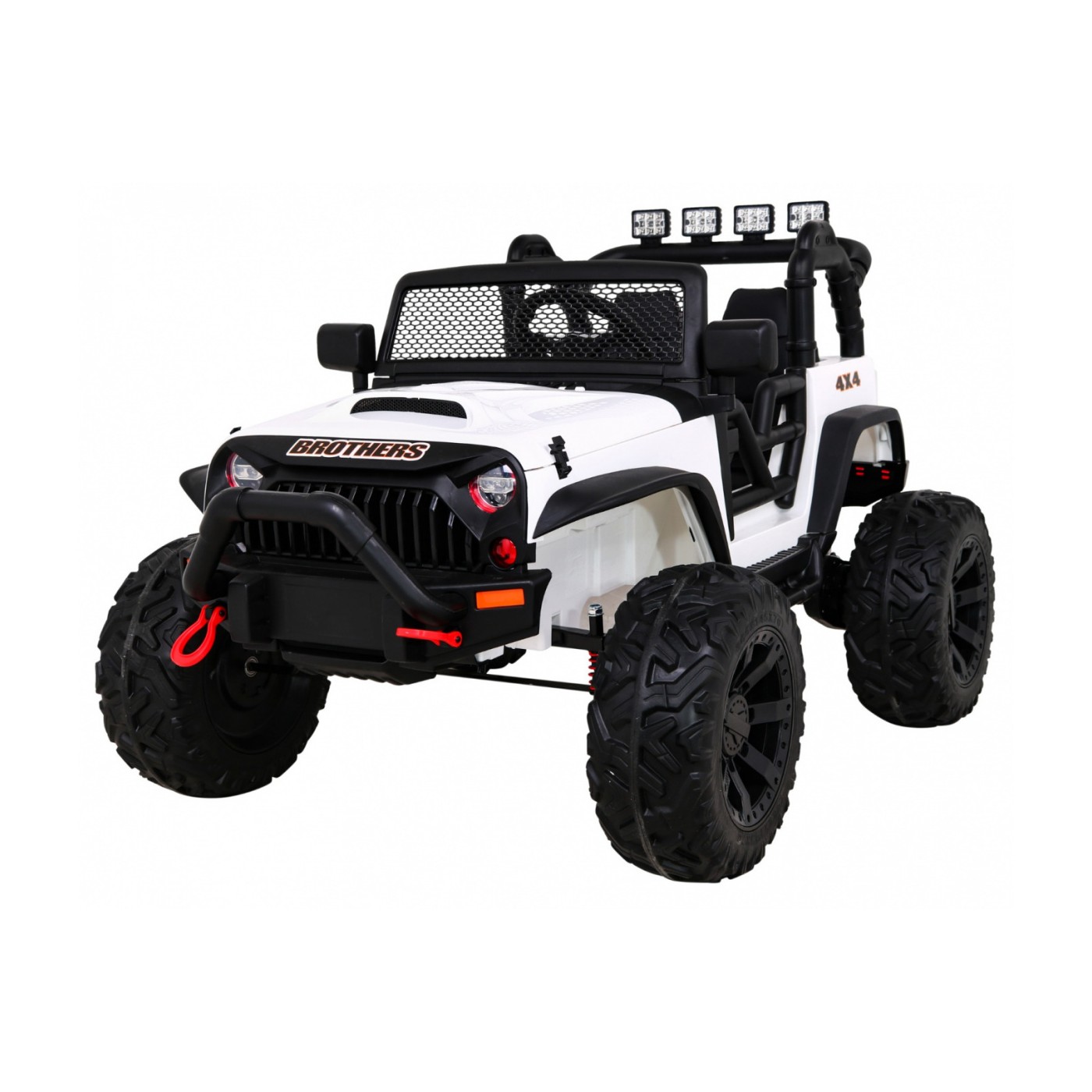 Brothers terénní auto na baterii Bílá + Dálkový + Pomalý Start + EVA + LED MP3