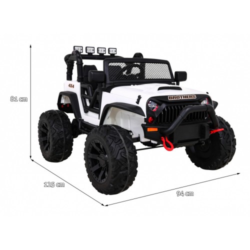 Brothers terénní auto na baterii Bílá + Dálkový + Pomalý Start + EVA + LED MP3