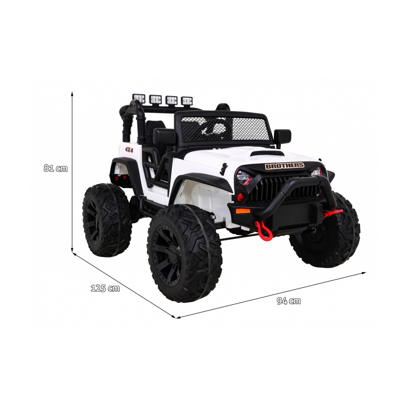Brothers terénní auto na baterii Bílá + Dálkový + Pomalý Start + EVA + LED MP3