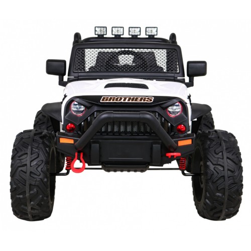 Brothers terénní auto na baterii Bílá + Dálkový + Pomalý Start + EVA + LED MP3