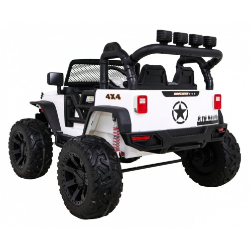 Brothers terénní auto na baterii Bílá + Dálkový + Pomalý Start + EVA + LED MP3