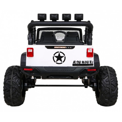 Brothers terénní auto na baterii Bílá + Dálkový + Pomalý Start + EVA + LED MP3