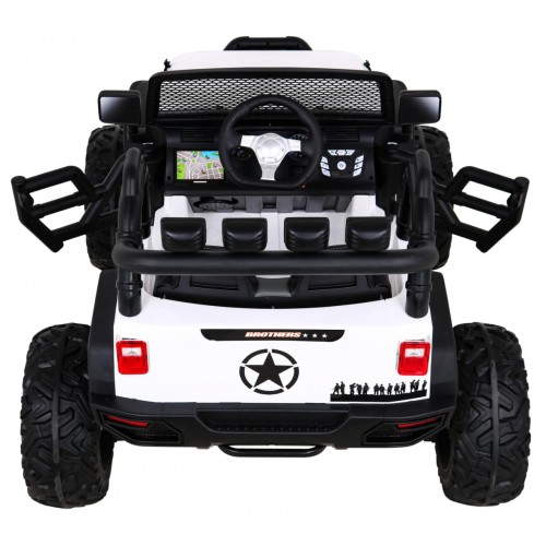 Brothers terénní auto na baterii Bílá + Dálkový + Pomalý Start + EVA + LED MP3