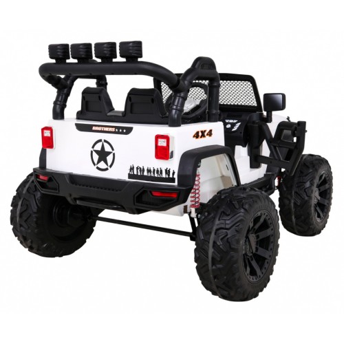 Brothers terénní auto na baterii Bílá + Dálkový + Pomalý Start + EVA + LED MP3