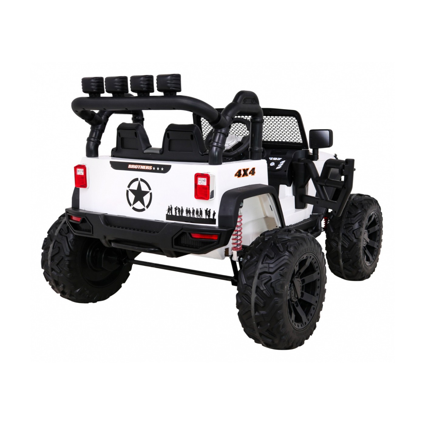 Brothers terénní auto na baterii Bílá + Dálkový + Pomalý Start + EVA + LED MP3