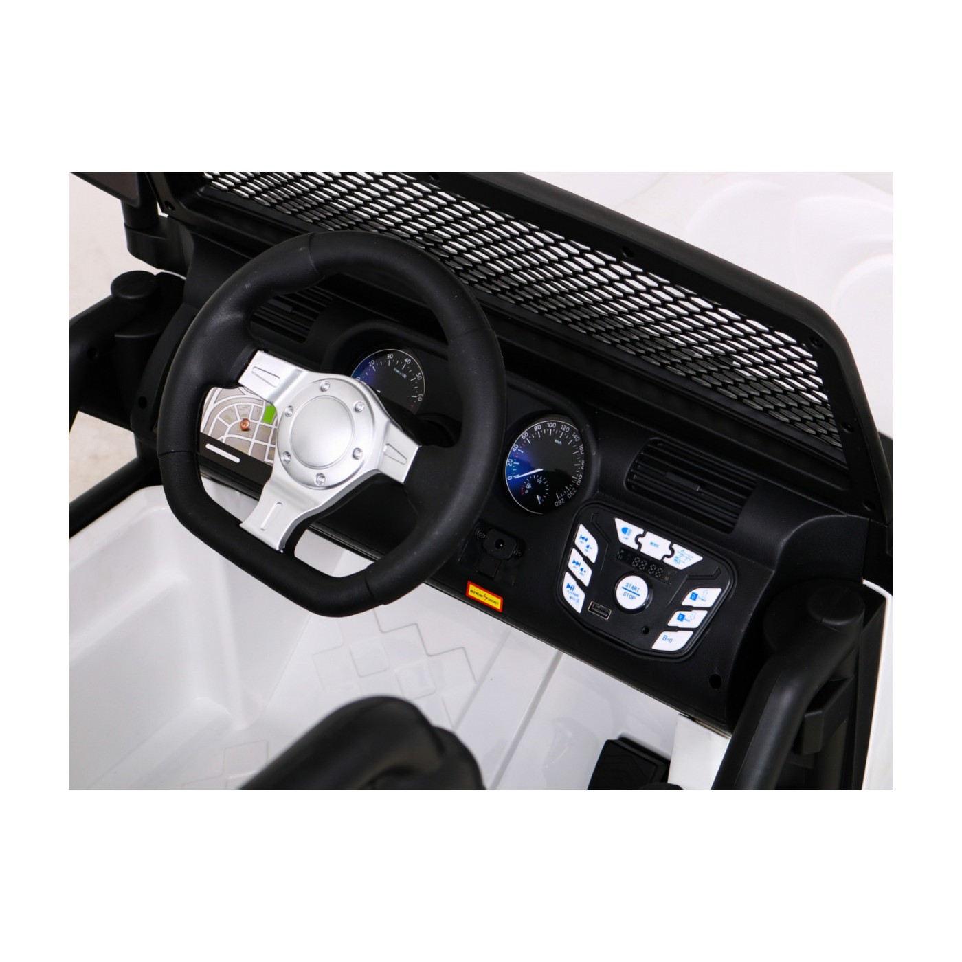 Brothers terénní auto na baterii Bílá + Dálkový + Pomalý Start + EVA + LED MP3