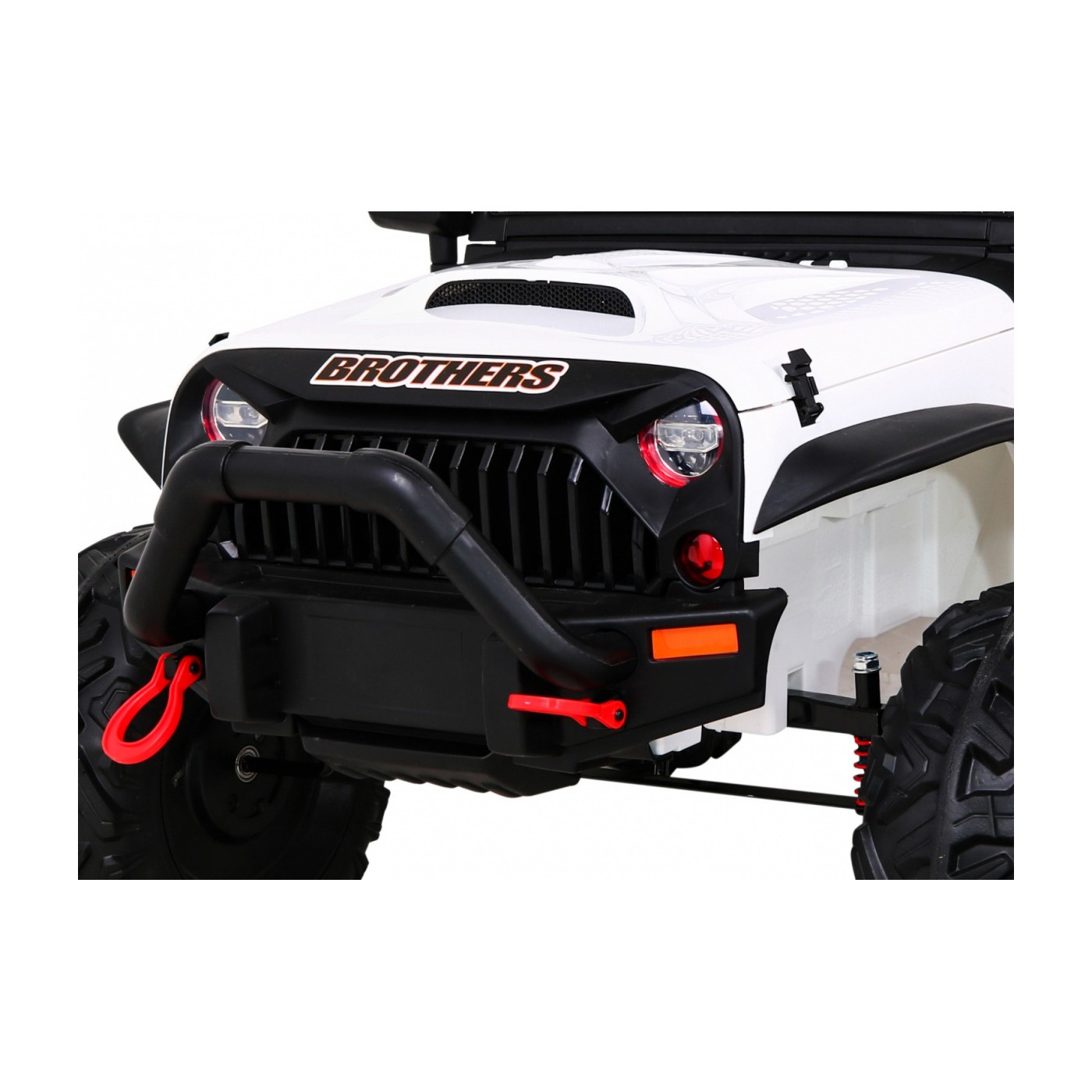 Brothers terénní auto na baterii Bílá + Dálkový + Pomalý Start + EVA + LED MP3