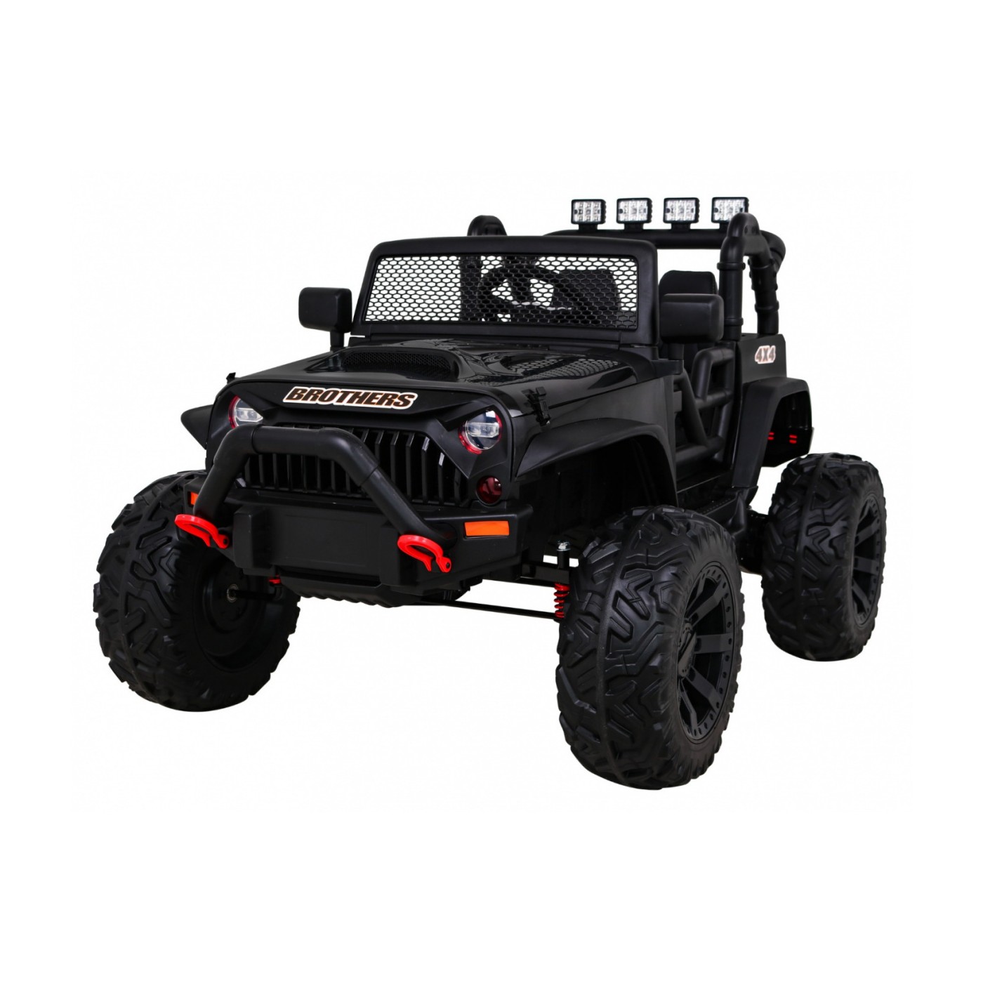 Brothers bateriově napájené off-road auto černé + dálkové ovládání + pomalý start + EVA + LED MP3
