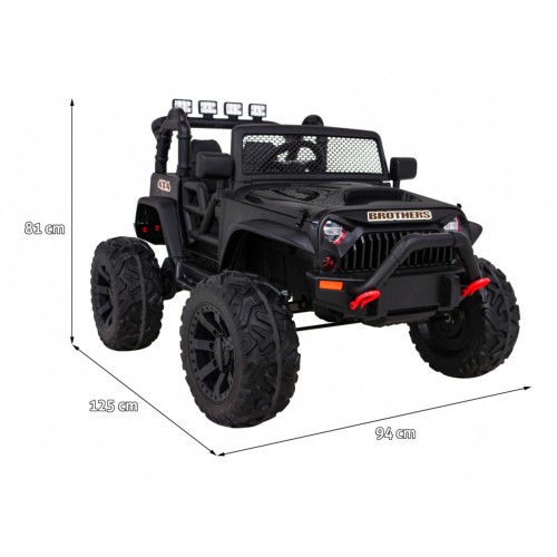 Brothers bateriově napájené off-road auto černé + dálkové ovládání + pomalý start + EVA + LED MP3