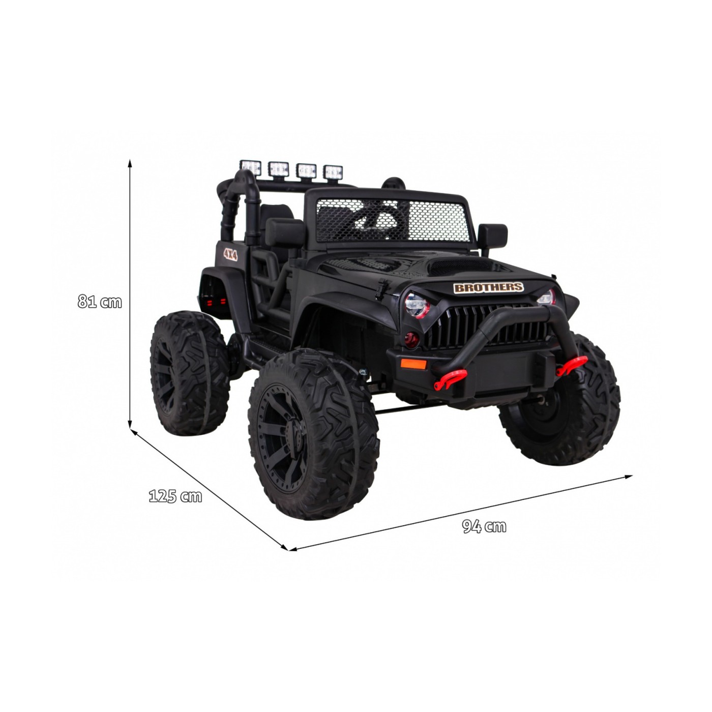 Brothers bateriově napájené off-road auto černé + dálkové ovládání + pomalý start + EVA + LED MP3