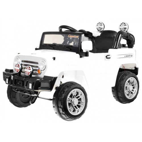 JJ Kids Bateriově napájené off-road auto bílé dálkové úložiště Light Audio