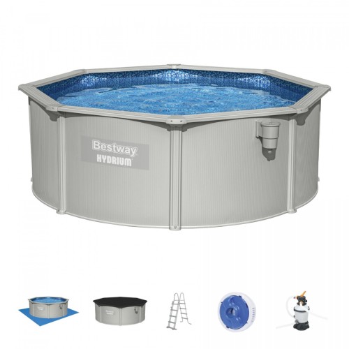 Panelový bazén HYDRIUM 360x120 kulatý 12 stop BESTWAY 8v1 + pískové čerpadlo